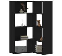 ULUYYUC Libreria Angolare 4 Ripiani Nera Salvaspazio 85x85x140 cm con 2 Modalità Montaggio per Soggiorno Cucina Ufficio Camera