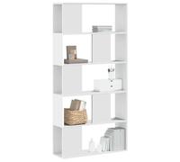 ULUYYUC Libreria bianca con 5 ripiani, 80,5 x 23,5 x 162,5 cm, in legno | Armadio alto sottile per soggiorno e ufficio | Robusto scaffale con pareti divisorie