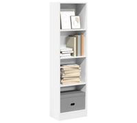 ULUYYUC Libreria Bianca Salvaspazio Piccola in Truciolato per Soggiorno Camera Ufficio, Dimensioni 40x24x143 cm, Design Funzionale e Resistente