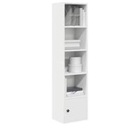 ULUYYUC Libreria Bianca Scaffale con Anta in Legno Multistrato Salvaspazio Piccola Dimensioni 31x24x127 cm per Organizzare Libri Riviste Oggetti adatta per Soggiorno Ufficio Ingresso Casa