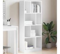 ULUYYUC Libreria Bianca Scaffale Salvaspazio in Legno Multistrato 57x28,5x141 cm con 8 Ripiani, Design Pratico per Organizzare Libri Oggetti in Casa Ufficio