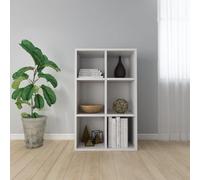 ULUYYUC Libreria Credenza Bianco Lucido Legno Multistrato 66x30x98 cm con 6 Scomparti Mobile Salvaspazio Versatile per Soggiorno Ufficio Ingresso