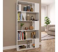 ULUYYUC Libreria Divisorio con 5 Scomparti Salvaspazio in Legno Multistrato Bianco Lucido 80x24x159 cm per Ingresso Soggiorno Ufficio Design Elegante e Pratico