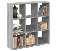 ULUYYUC Libreria Divisorio Geometrica in Truciolato Grigio Sonoma 102x29x103,5 cm Scaffale Salvaspazio con 9 Scomparti Cubici Organizer Multifunzionale per Soggiorno Ufficio Camera