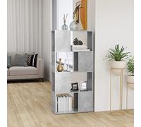 ULUYYUC Libreria Divisorio Grigio Cemento con Scaffale Salvaspazio 60x24x124,5 cm per Soggiorno Ufficio Moderno Design Elegante e Robusto