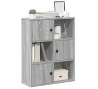 ULUYYUC Libreria Grigio Sonoma 60x24x76,5 cm in Truciolato, Mobile Salvaspazio con Porta Regolabile per Soggiorno, Camera, Ufficio o Bagno, Libreria Piccola Multifunzione per Libri e Oggetti