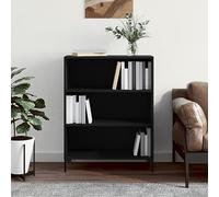 ULUYYUC Libreria in Legno Multistrato Nero con Piedini Metallici Moderna 69,5x32,5x90 cm Scaffale Salvaspazio per Libri Oggetti Decorativi Soggiorno Ufficio Ingresso