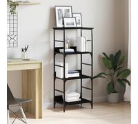 ULUYYUC Libreria Moderna in Legno Ingegnerizzato Nero Rovere 50x33x117,5 cm con Tre Ripiani Design Elegante Salvaspazio per Soggiorno Ufficio Casa Interni