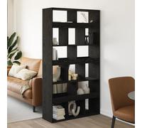 ULUYYUC Libreria Moderna in Legno Ingegnerizzato Rovere Nero 100x33x187,5 cm con 12 Scomparti Salvaspazio per Soggiorno Ufficio Biblioteca