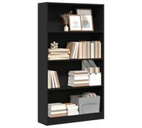 ULUYYUC Libreria Nera in Legno Multistrato 80x24x143 cm Salvaspazio con Scaffale Aperto per Soggiorno Ufficio Camera