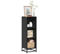 ULUYYUC Libreria Nera in Truciolato e Metallo, Scaffale Salvaspazio Moderno con 3 Ripiani Aperti, Design Industriale per Ingresso, Soggiorno, Ufficio o Bagno, Dimensioni 33,5x33x107,5 cm