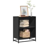 ULUYYUC Libreria Nera Salvaspazio in Legno Multistrato e Metallo, 60x35x76 cm, Design Moderno con 2 Ripiani, Struttura Stabile per Soggiorno, Ufficio o Casa