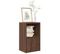 ULUYYUC Libreria Piccola in Legno Multistrato Rovere Marrone 31x24x52 cm Mobile Salvaspazio con Anta per Libri Oggetti Soggiorno Ufficio Ingresso