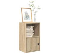 ULUYYUC Libreria Piccola in Truciolato Rovere Sonoma 31x24x52 cm Mobile Salvaspazio con Anta Regolabile per Libri Oggetti Soggiorno Ufficio Stabile e Facile da Pulire