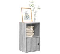 ULUYYUC Libreria Piccola Salvaspazio Grigio Sonoma in Truciolato 31x24x52 cm, Mobiletto Multifunzionale con Anta per Libri Organizer in Soggiorno Ufficio Ingresso