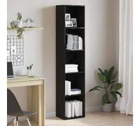 ULUYYUC Libreria Salvaspazio Verticale in Legno Multistrato Rovere Nero 40x30x189 cm, Mobile Stretto Moderno con Ampio Spazio per Libri e Oggetti, per Ingresso, Soggiorno, Ufficio