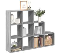 ULUYYUC Libreria Scaffale Dividerio 3 Ripiani con 9 Scomparti Cubici Grigio Sonoma 137,5x29x103,5 cm Truciolato Design a Scala Salvaspazio per Soggiorno Studio Camera da Letto