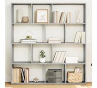 ULUYYUC Libreria Scaffale Grigio Cemento in Legno Multistrato con 12 Scomparti Aperti 132x29x141.5 cm Design Elegante Multifunzionale per Soggiorno Ufficio Casa