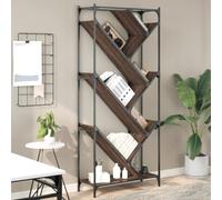 ULUYYUC Libreria Scaffale in Legno Multistrato e Metallo Rovere Marrone 79x30x180cm Design Albero Ampio Spazio Salvaspazio per Soggiorno Ufficio Casa