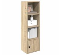 ULUYYUC Libreria Scaffale Piccola in Legno Multistrato Rovere Sonoma 31x24x102 cm con Anta Mobile Salvaspazio per Soggiorno Ufficio