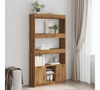 ULUYYUC Libreria Scaffale Rovere Artigianale Multistrato 92x33x180 cm con Ante Mobile Salvaspazio per Soggiorno Camera Ufficio