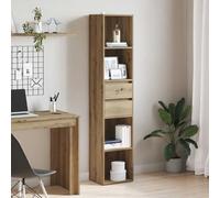 ULUYYUC Libreria Scaffale Salvaspazio Moderno con 4 Ripiani e 2 Cassetti, Mobile Multifunzionale Rovere Artigianale Truciolato 36x30x171 cm per Soggiorno Ingresso Ufficio