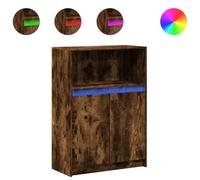 ULUYYUC Madia Cucina Mobile Credenza Cucina Vetrina Soggiorno Entrata Mobile Ingresso Moderno - Credenza con LED Rovere Fumo 72x34x100 cm in Legno Multistrato per Soggiorno Cucina Ufficio Ingresso