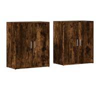 ULUYYUC Madia Cucina Mobile Credenza Cucina Vetrina Soggiorno Entrata Mobile Ingresso Moderno - Credenze 2 pz Rovere Fumo 60x31x70 cm in Legno Multistrato per Corridoio Lavanderia Soggiorno Cucina