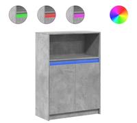 ULUYYUC Madia Cucina Mobile Credenza Cucina Vetrina Soggiorno Entrata Mobile Ingresso Moderno - Credenza con LED Grigio Cemento 72x34x100 cm Legno Multistrato per Soggiorno Cucina Ufficio Ingresso