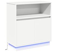 ULUYYUC Madia Cucina Mobiletto Cucina Salvaspazio Mobiletto Bagno Entrata Mobile Ingresso Moderno - Mobile con LED Bianco 71x34,5x75 cm Legno Ingegnerizzato per Salotto Corridoio Ufficio Cucina