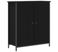 ULUYYUC Madia Cucina Mobiletto Cucina Salvaspazio Mobiletto da Esterno Credenza Moderna - Mobile da buffet rovere nero 70x30x80 cm legno ingegnerizzato e acciaio per Ingresso Bagno Lavanderia