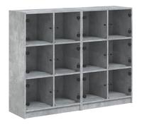 ULUYYUC Madia Moderna Vetrina Soggiorno Entrata Mobile Ingresso Moderno Armadietto Salvaspazio - Libreria Ante Grigio Cemento 136x37x109 cm in Legno Multistrato per Salotto Cucina Soggiorno Ufficio