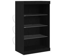 ULUYYUC Madia Moderna Vetrina Soggiorno Entrata Mobile Ingresso Moderno Armadietto Salvaspazio - Sideboard con luci LED Nero Rovere 60,5x37x100 cm per Ingresso Bagno Salotto Ufficio
