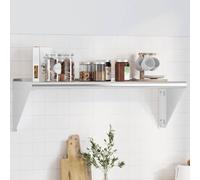 ULUYYUC Mensola a Muro in Acciaio Inossidabile Argento 100x30x31 cm Scaffale da Parete con Bordo Rialzato Robusto Salvaspazio per Casa Cucina Bagno Soggiorno Decorazione