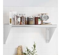 ULUYYUC Mensola a Muro in Acciaio Inossidabile Argento 75x30x31 cm, Scaffale da Parete Salvaspazio con Bordo Rialzato per Libri Oggetti Decorativi, Portaoggetti per Cucina Bagno Soggiorno Camera