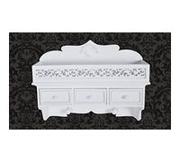 ULUYYUC Mensola da Muro Bianca con 3 Cassetti Scorrevoli e 2 Ganci, Mensola Parete Piccola Salvaspazio per Camera da Letto, Soggiorno, Ingresso o Bagno, 48.5x13x37.5 cm