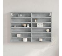 ULUYYUC Mensola da Parete Armadietto Vetrina con 12 Ripiani in Legno Multistrato Grigio Cemento, Scaffale Libreria da Parete per Soggiorno Camera Bagno Cucina, 80x8,5x58 cm