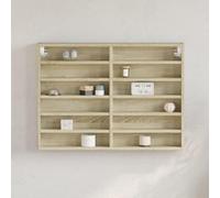 ULUYYUC Mensola da Parete Armadietto Vetrina Rovere Sonoma 80x8,5x58 cm Legno Multistrato con 12 Ripiani per Soggiorno Camera Bagno Decorazioni Parete