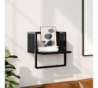 ULUYYUC Mensola da Parete con Asta in Legno Multistrato e Metallo Nero 30x25x30 cm per Bagno, Cucina, Soggiorno, Appendino e Ripiano Salvaspazio
