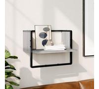 ULUYYUC Mensola da Parete con Asta Multifunzionale, Grigio Sonoma 40x25x30 cm, Scaffale Portaoggetti per Bagno Cucina Soggiorno in Legno Multistrato e Metallo