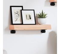 ULUYYUC Mensola da Parete in Legno Massello Rovere 40x10x6 cm Non Trattata con Bordi Vivi per Bagno Cucina Soggiorno Decorazione Salvaspazio