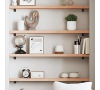 ULUYYUC Mensola da Parete in Legno Massello Rovere Naturale 100x10x4 cm Non Trattata con Bordi Vivi per Soggiorno Bagno Cucina Libreria