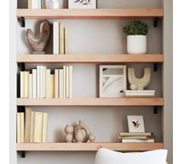 ULUYYUC Mensola da Parete in Legno Massello Rovere Non Trattato 100x20x6 cm con Bordi Vivi per Cucina Bagno Soggiorno, Scaffale Salvaspazio Multiuso