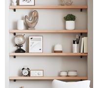 ULUYYUC Mensola da Parete in Legno Massello Rovere Non Trattato 80x10x4 cm con Bordi Vivi per Bagno Cucina Soggiorno Libreria Salvaspazio