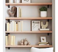 ULUYYUC Mensola da Parete in Legno Massello Rovere Non Trattato 80x20x4 cm con Bordi Vivi per Bagno Cucina Soggiorno Ripiano Salvaspazio