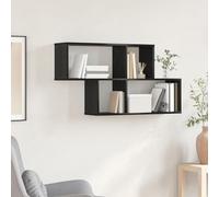 ULUYYUC Mensola da Parete in Legno MDF Nero 100x20x53 cm con Due Ripiani Design Moderno Finitura Opaca per Soggiorno e Decorazioni Casa
