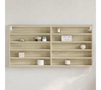 ULUYYUC Mensola da Parete Legno Multistrato Rovere Sonoma 100x50cm con 10 Ripiani, Bacheca Portaoggetti da Muro per Soggiorno Camera Bagno, Scaffale Espositore da Parete Salvaspazio