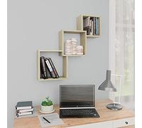 ULUYYUC Mensole a Muro Cubiche 3 Pezzi in Rovere Sonoma Legno Multistrato 68x15x68cm Design ad Incastro Portata Massima 40kg per Camera Soggiorno Cucina Ingresso