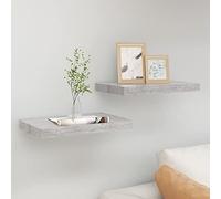 ULUYYUC Mensole da Parete 2 Pezzi Grigio Cemento 40x23x3,8 cm con Montaggio Invisibile in MDF per Libri Decorazioni e Oggetti da Collezione Casa