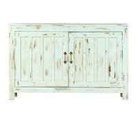 ULUYYUC Mobile da Bagno Credenza Soggiorno Moderno Mobiletto da Esterno Armadietto Salvaspazio - Credenza Azzurra 110x35x70 cm in Legno Massello di Mango per Camera Da Letto Salotto Corridoio